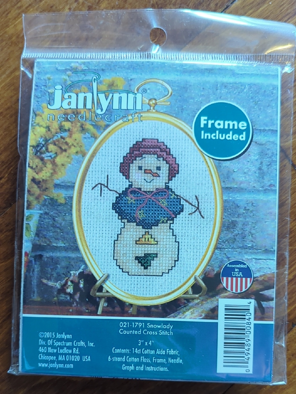 Janlynn Needlecraft Snowlady Counted Cross Stitch Kit 3x4" w/Frame